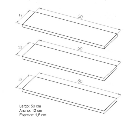 Set X3 Repisas De 50cm